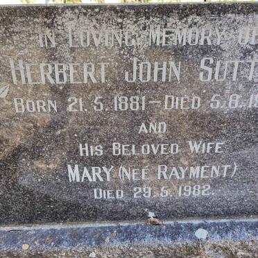SUTTON Herbert John 1881-1968 &amp; Mary RAYMENT -1982