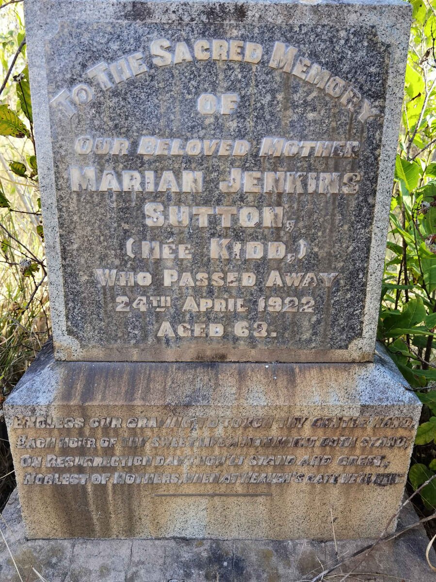 SUTTON Marian Jenkins nee KIDD -1922
