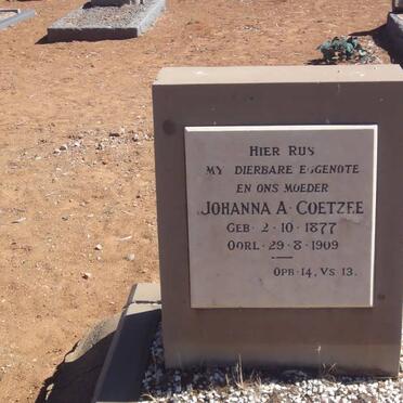 COETZEE Johanna A. 1877-1909