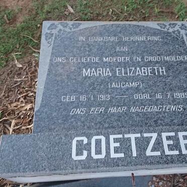COETZEE Maria Elizabeth nee AUCAMP 1913-1989