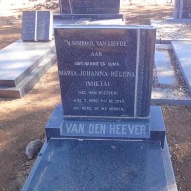 HEEVER Maria Johanna Helena, van den nee VAN PLETZEN 1890-1972