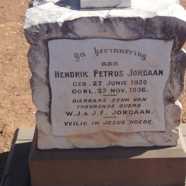 JORDAAN Hendrik Petrus 1920-1936