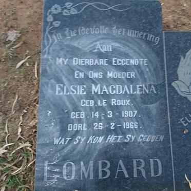 LOMBARD Elsie Magdalena nee LE ROUX 1907-1966