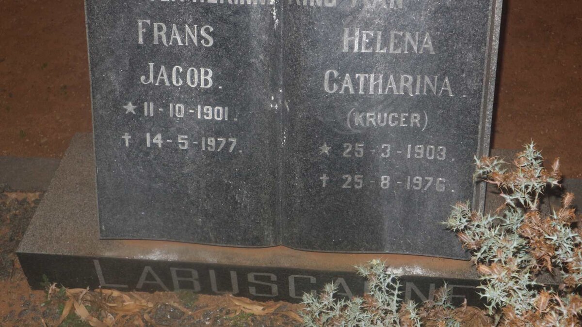 LABUSCAGNE Frans Jacob 1901-1977 &amp; Helena Catharina KRUGER 1903-1976