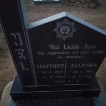 NEL Mathee 1940-1998 &amp; Alletha 1940-2014