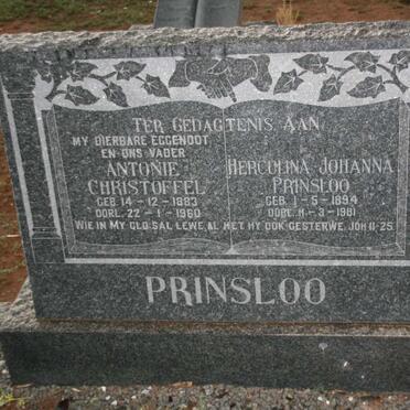 PRINSLOO Antonie Christoffel 1883-1960 &amp; Herculina Johanna 1894-1981