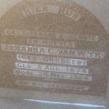 WYK Johanna C., van nee GROBLER 1874-1924