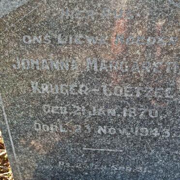 COETZEE Johanna Margaretha nee KRUGER 1870-1943
