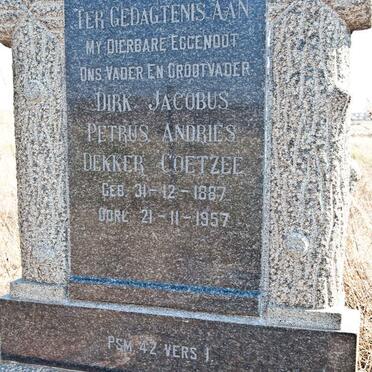 COETZEE Dirk Jacobus Petrus Andries Dekker 1887-1957