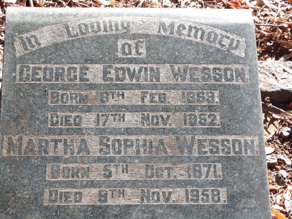WESSON George Edwin 1869-1952 &amp; Martha Sophia 1871-1958