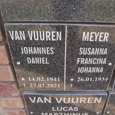 MEYER Susanna Francina Johanna 1934- :: VUUREN Johannes Daniel, van 1941-2021