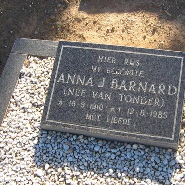 BARNARD Anna J. nee van TONDER 1910-1985