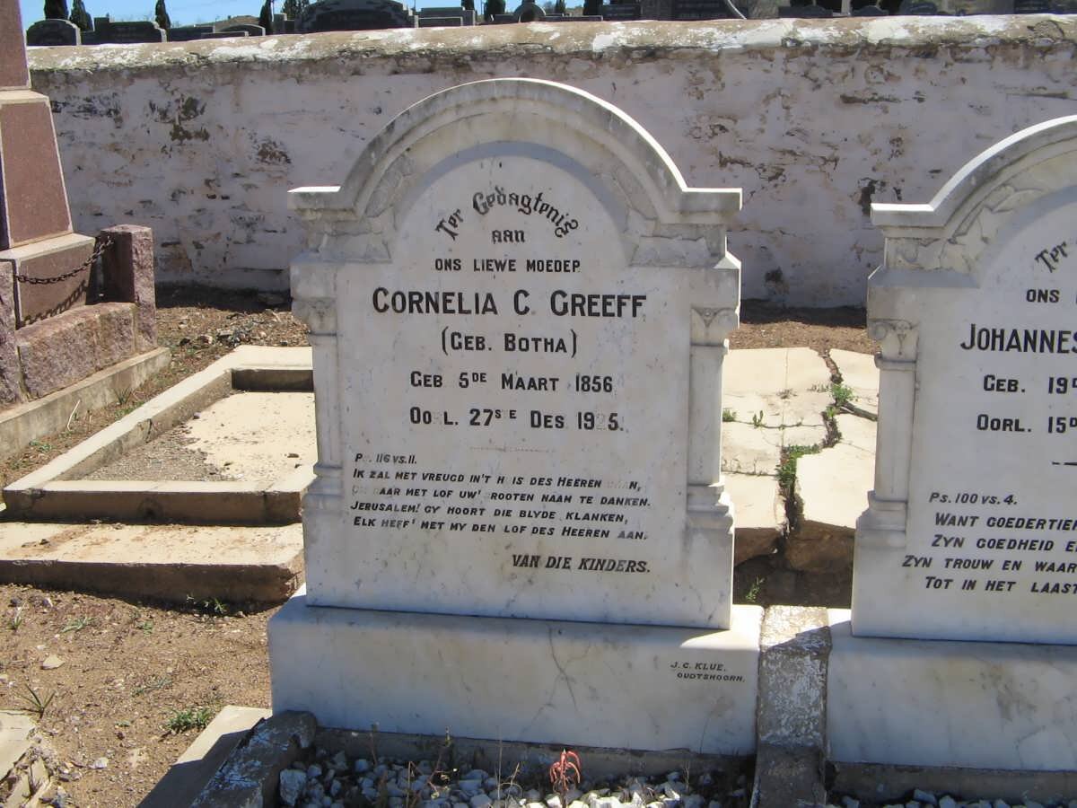 GREEFF Cornelia C. nee BOTHA 1856-1925