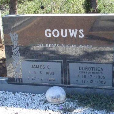 GOUWS James C. 1899-1976 &amp; Dorothea VAN DER MESCHT 1905-1989