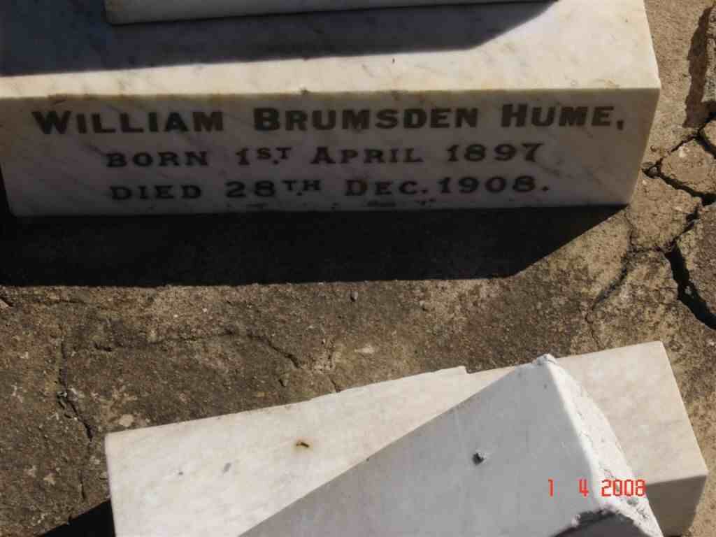 HUME William Brumsden 1897-1908
