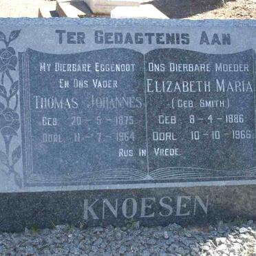 KNOESEN Thomas Johannes 1875-1964 &amp; Elizabeth Maria SMITH 1886-1966
