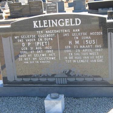 KLEINGELD D.P. 1922-1982 &amp; H.M. 1915-1997