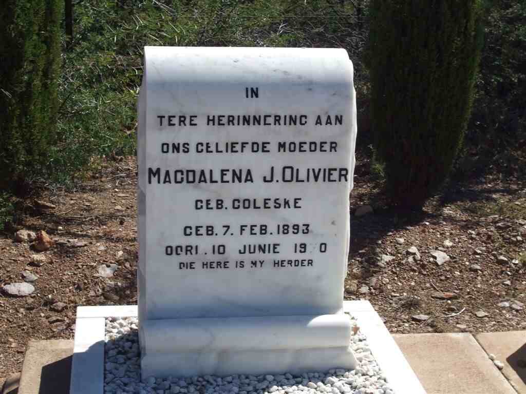 OLIVIER Magdalena J. nee COLESKE 1893-1970