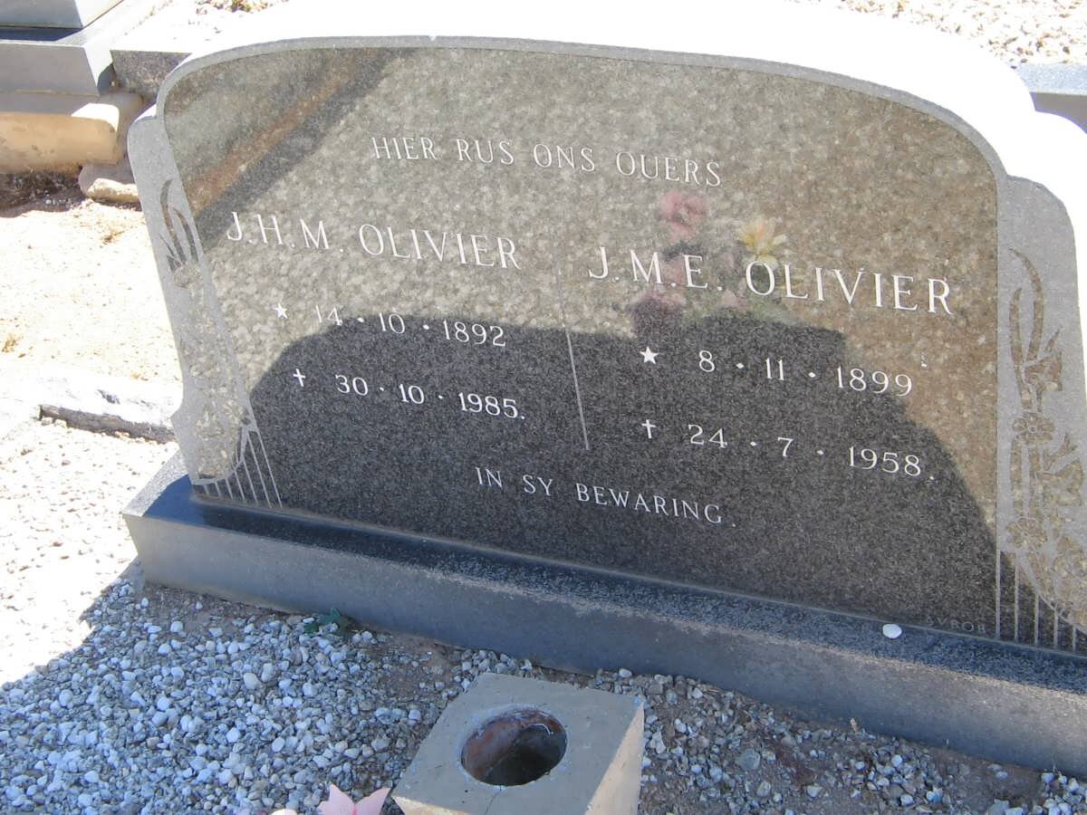 OLIVIER J.H.M. 1892-1985 &amp; J.M.E. 1899-1958