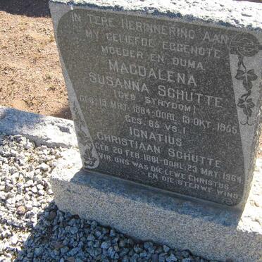 SCHUTTE Ignatius Christiaan 1881-1969 &amp; Magdalena Susanna STRYDOM 1884-1956
