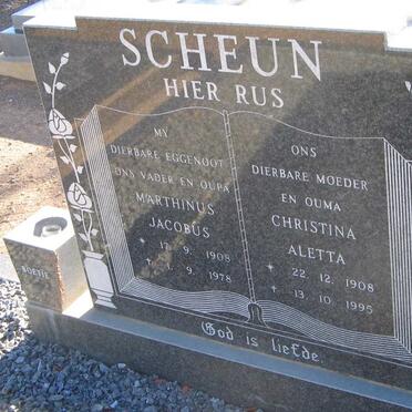 SCHEUN Marthinus Jacobus 1908-1978 &amp; Christina Aletta 1908-1995