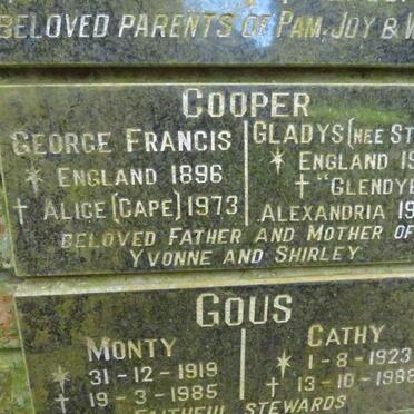 COOPER George Francis 1896-1973 &amp; Gladys STRONG 1906-1994