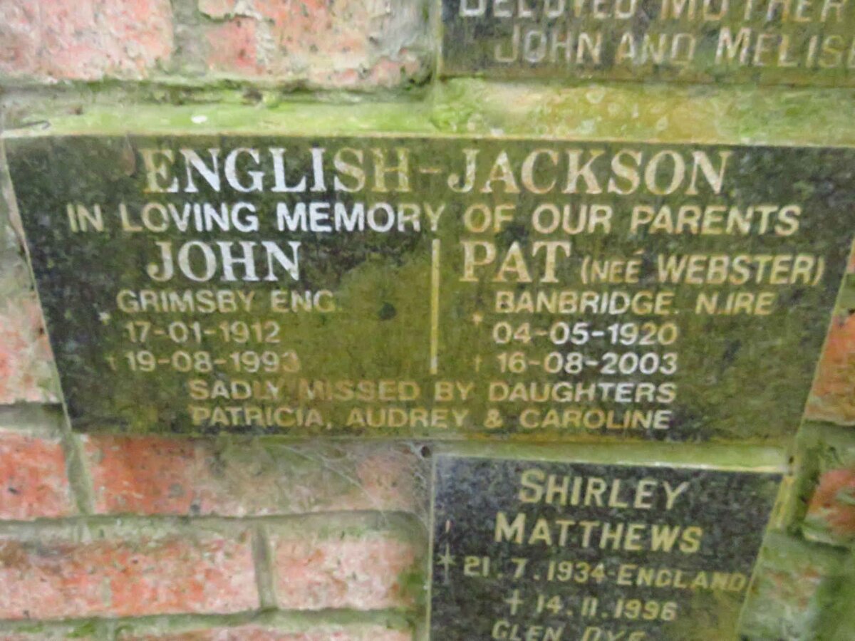 JACKSON John, ENGLISH 1912-1993 &amp; Pat WEBSTER 1920-2003
