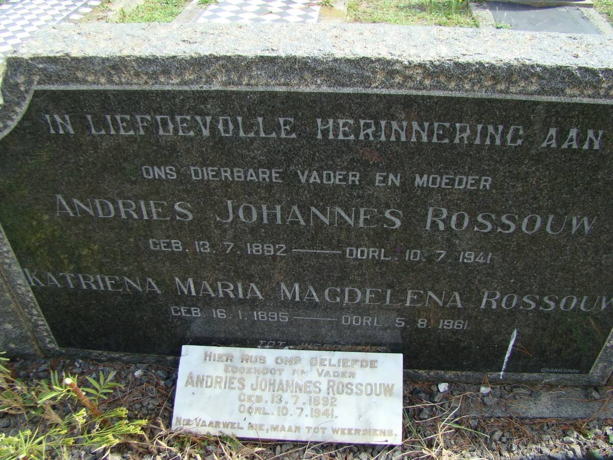 ROSSOUW Andries Johannes 1892-1941 &amp; Katriena Maria Magdalena 1895-1961