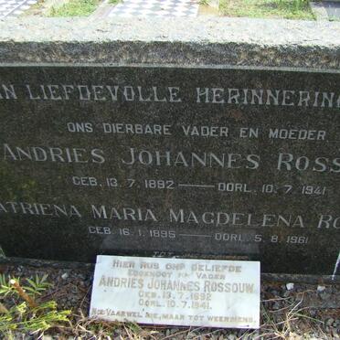 ROSSOUW Andries Johannes 1892-1941 &amp; Katriena Maria Magdalena 1895-1961