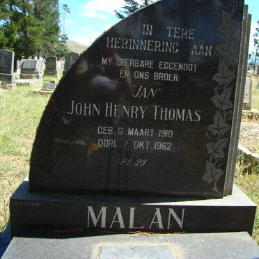 MALAN John Henry Thomas 1910-1962