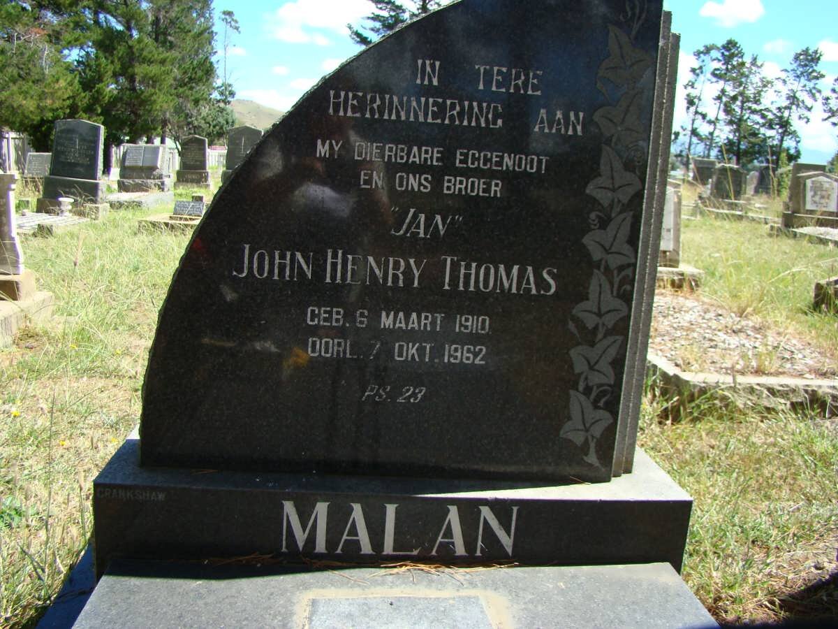 MALAN John Henry Thomas 1910-1962