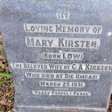 KIRSTEN Mary nee LOW -1931