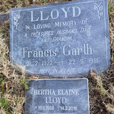 LLOYD Francis Garth 1922-1991 &amp; Bertha Elaine 1928-2016