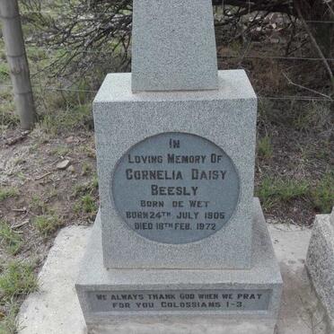 BEESLY Cornelia Daisy nee DE WET 1905-1972