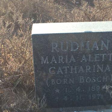 RUDMAN Maria Aletta Catharina nee BOSCH 1897-1971
