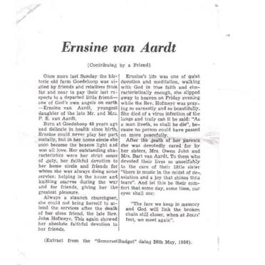 AARDT Ernsine Hendrina, van 1907-1956 