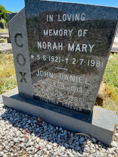 COX John Daniel 1913-1986 &amp; Norah Mary 1921-1981