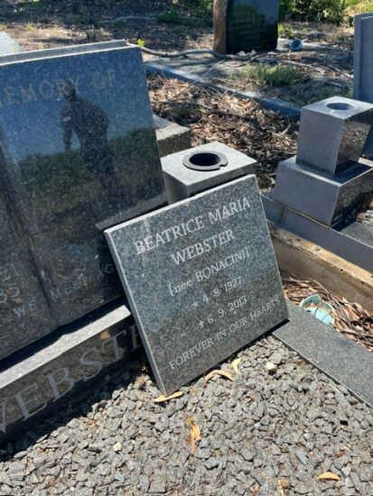 WEBSTER Beatrice Maria nee BONACINI 1927-2013