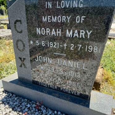 COX John Daniel 1913-1986 &amp; Norah Mary 1921-1981