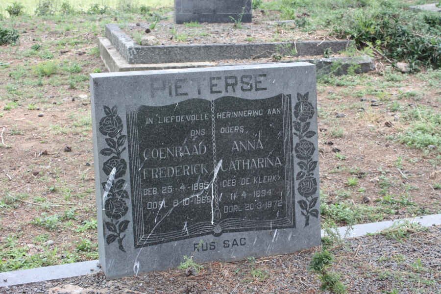 PIETERSE Coenraad Frederick 1895-1968 &amp; Anna Catharina DE KLERK 1894-1972