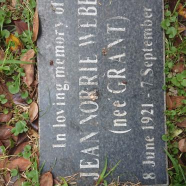 WEBBER Jean Norrie nee GRANT 1921-2015