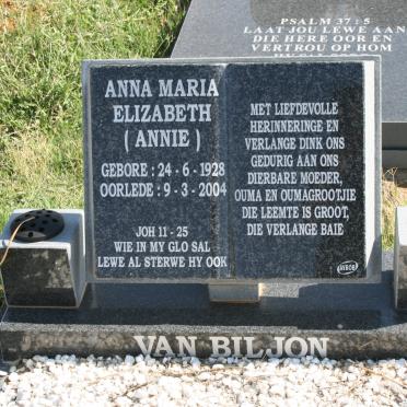 BILJON Anna Maria Elizabeth, van 1928-2004