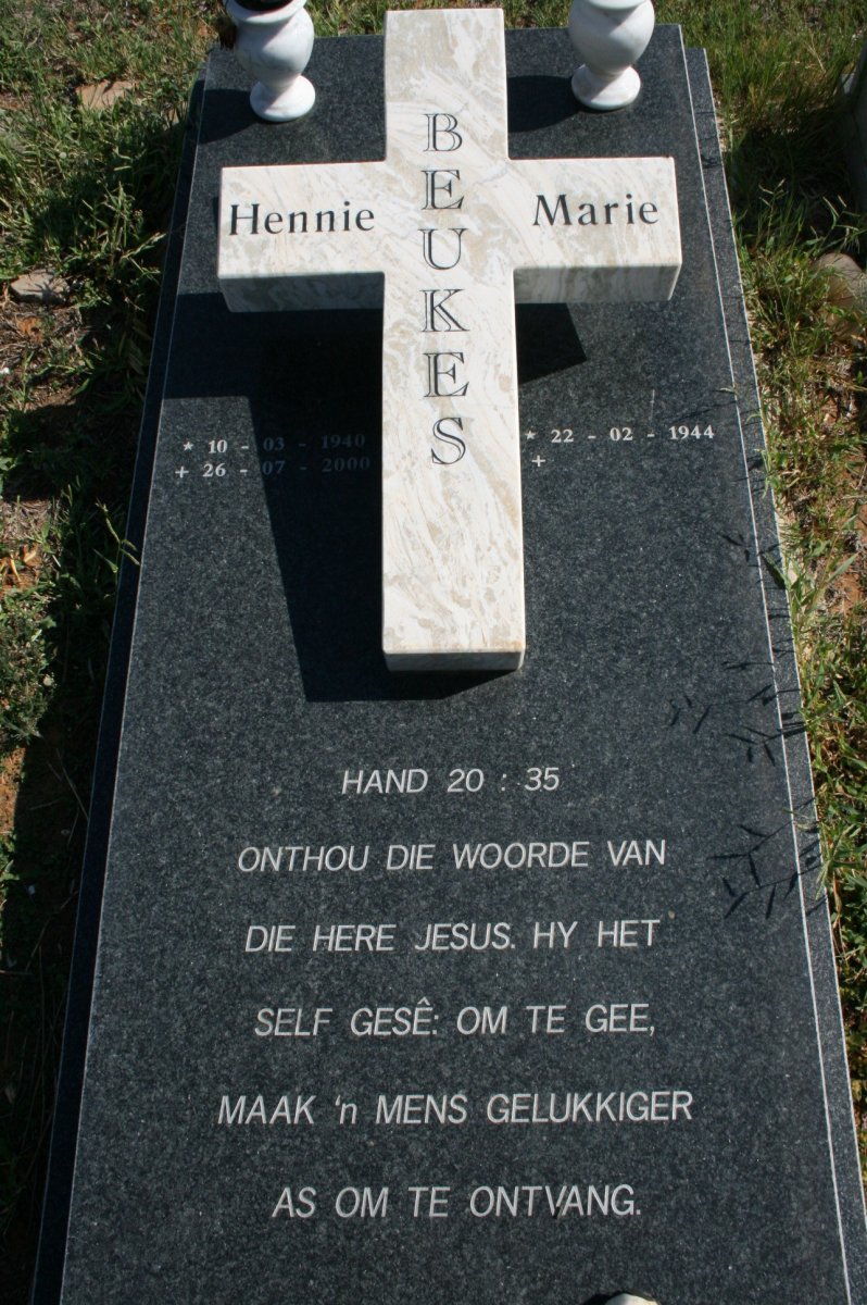 BEUKES Hennie 1940-2000 &amp; Marie 1944-