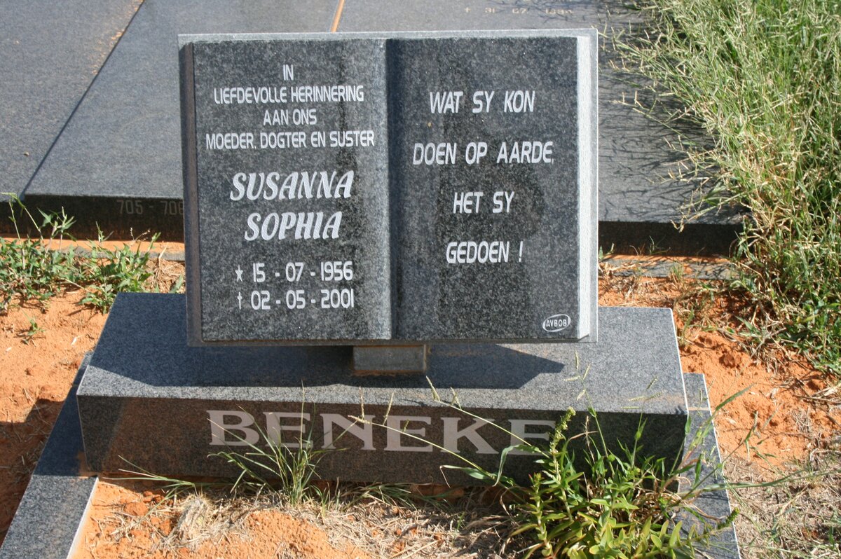 BENEKE Susanna Sophia 1956-2001