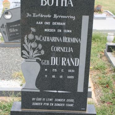 BOTHA Catharina Hermina Cornelia nee DU RAND 1931-1985