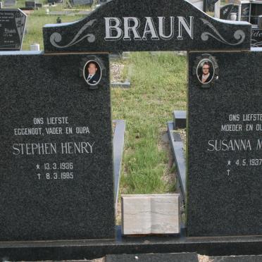 BRAUN Stephen Henry 1936-1985 &amp; Susanna Maria 1937-