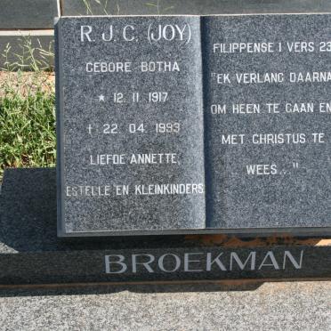 BROEKMAN R.J.C. nee BOTHA 1917-1993
