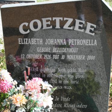 COETZEE Elizabeth Johanna Petronella nee BEZUIDENHOUT 1926-2000