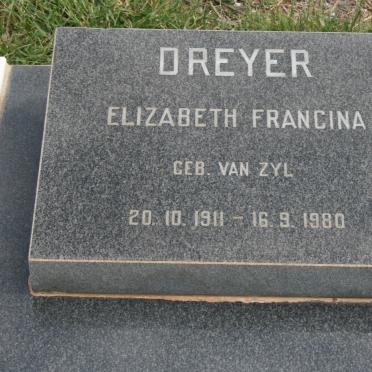 DREYER Elizabeth Francina nee VAN ZYL 1911-1980