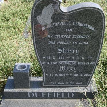 DUFFIELD Waxy 1935-2005 &amp; Shirley 1937-1991